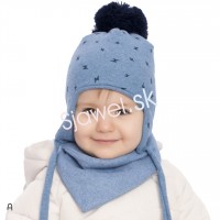 Detské čiapky kojenecké chlapčenské + nákrčník - zimné - model - 882